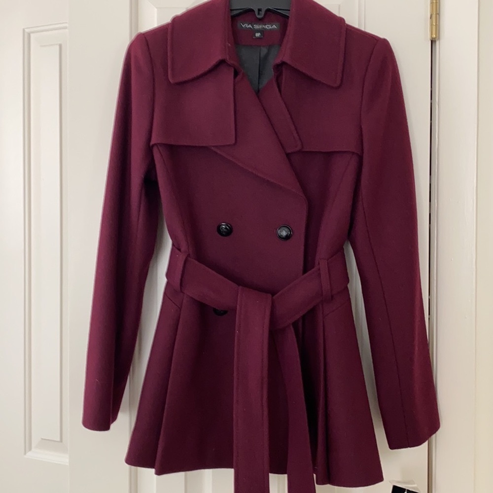 Via Spiga   coat /jacket. 28”L. Great wine like color with ultra classy style